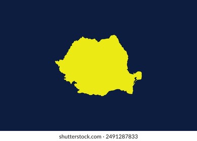 Mapa amarillo aislado sobre fondo azul oscuro del Country Rumania - Ilustración vectorial