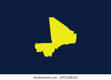 Yellow map isolated on dark blue background of the Country Mali - vector illustration