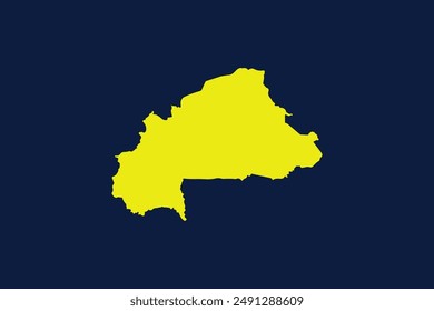 Yellow map isolated on dark blue background of the Country Burkina Faso - vector illustration