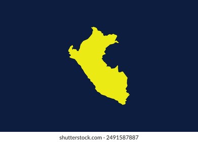 Yellow map isolated on dark blue background of the Country Peru - vector illustration