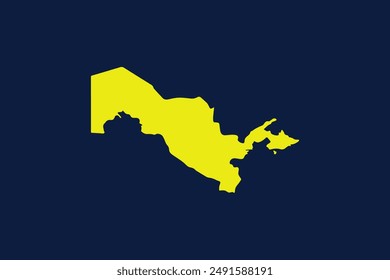 Yellow map isolated on dark blue background of the Country Uzbekistan - vector illustration