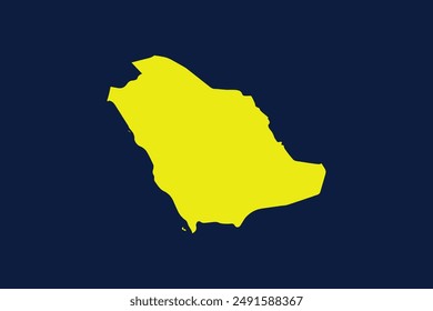 Yellow map isolated on dark blue background of the Country Saudi Arabia - vector illustration