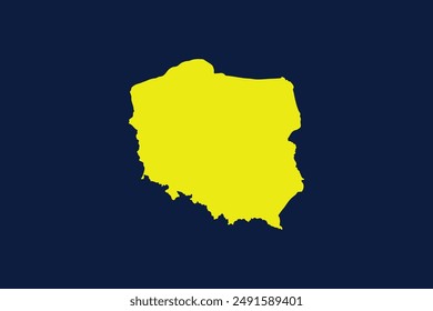 Yellow map isolated on dark blue background of the Country Poland - vector illustration