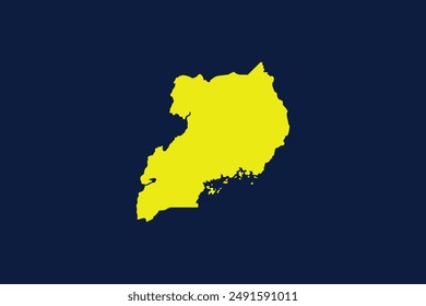 Mapa amarillo aislado sobre fondo azul oscuro del Country Uganda - Ilustración vectorial