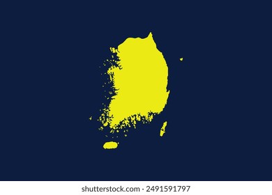 Yellow map isolated on dark blue background of the Country South Korea - vector illustration