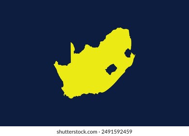 Yellow map isolated on dark blue background of the Country South Africa - vector illustration