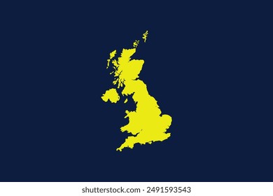 Yellow map isolated on dark blue background of the Country United Kingdom - vector illustration