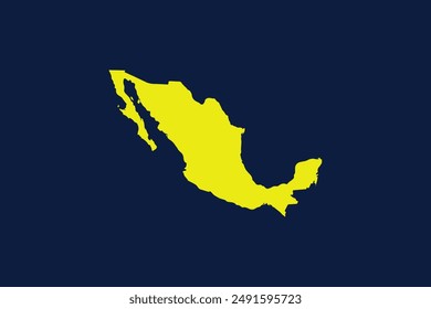 Yellow map isolated on dark blue background of the Country Mexico - vector illustration