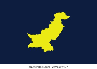 Yellow map isolated on dark blue background of the Country Pakistan - vector illustration