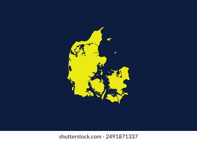 Yellow map isolated on dark blue background of the Country Denmark - vector illustration