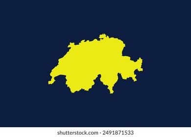 Gelbe Landkarte isoliert auf dunkelblauem Hintergrund des Countrys Schweiz - Vektorillustration