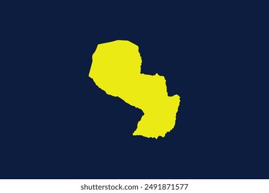 Mapa amarillo aislado sobre fondo azul oscuro del Country Paraguay - Ilustración vectorial