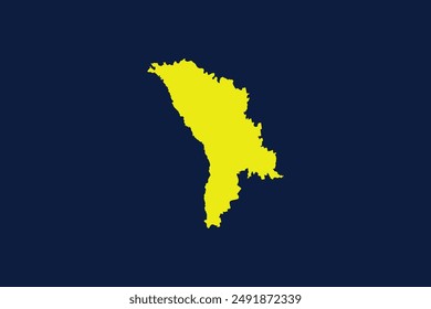 Yellow map isolated on dark blue background of the Country Moldova - vector illustration