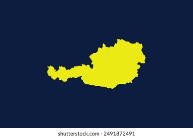 Yellow map isolated on dark blue background of the Country Austria - vector illustration