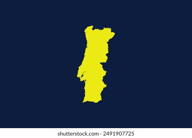 Yellow map isolated on dark blue background of the Country Portugal - vector illustration