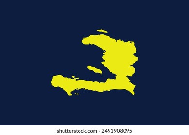 Mapa amarillo aislado sobre fondo azul oscuro del Country Haití - Ilustración vectorial