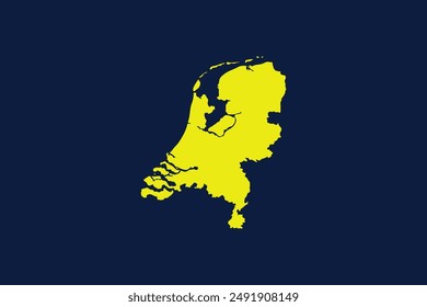 Yellow map isolated on dark blue background of the Country Netherlands - vector illustration