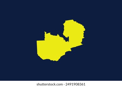 Yellow map isolated on dark blue background of the Country Zambia - vector illustration