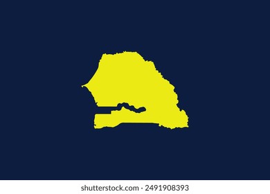 Yellow map isolated on dark blue background of the Country Senegal - vector illustration