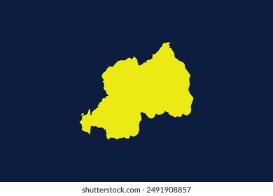 Yellow map isolated on dark blue background of the Country Rwanda - vector illustration