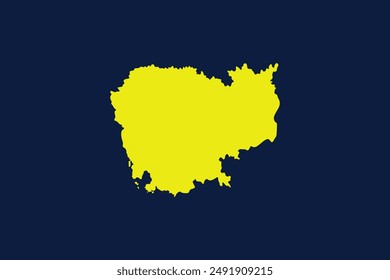 Yellow map isolated on dark blue background of the Country Cambodia - vector illustration