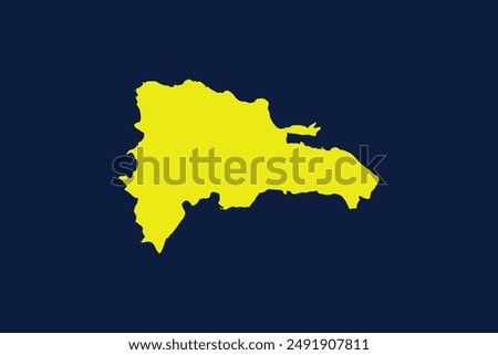 Yellow map isolated on dark blue background of the Country Dominican Republic - vector illustration