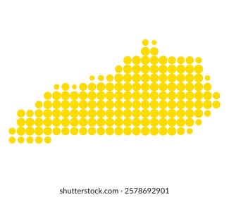 Yellow map of Kentucky on white