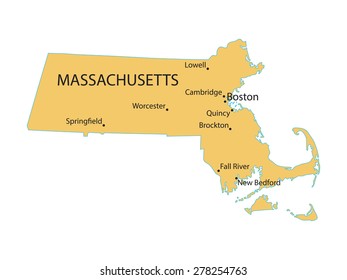 yellow map of Massachusetts