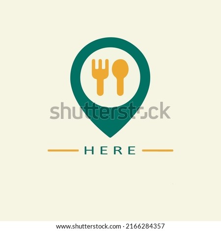 Yellow Map Minimalist Restaurant Logo, Dining Logo, Dining Instructions, Logo Design Vector or icon