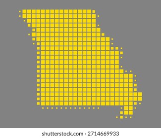 Mapa amarillo de Missouri en gris