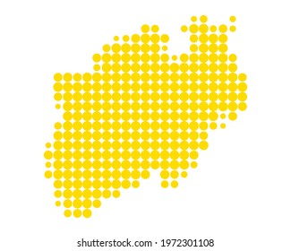 Yellow map of North Rhine-Westphalia