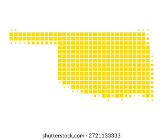 Mapa amarillo de Oklahoma en blanco