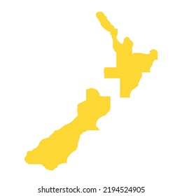 A yellow map on a white background vector illustration. New Zealand county map