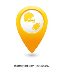 Yellow map pointer with American football icon