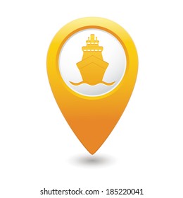 Yellow map pointer with ship icon.