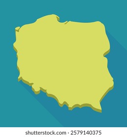 Yellow Map of Poland (flat design,long shadow)