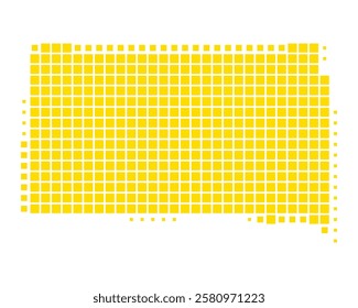 Yellow map of South Dakota