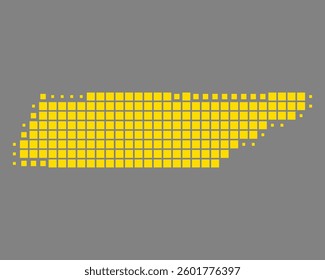 Yellow map of Tennessee on gray
