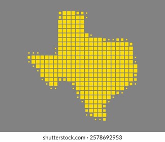 Yellow map of Texas on gray