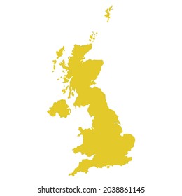 yellow map of United kingdom vector illustration isolated on white background