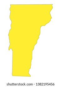 Yellow Map of US Federal State of Vermont