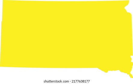 Yellow Map of US federal state of South Dakota