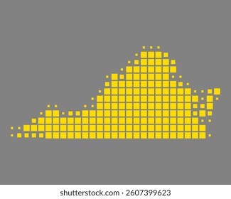 Yellow map of Virginia on gray