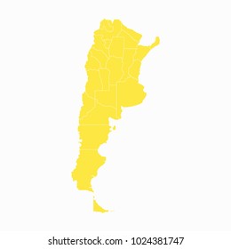 Yellow map-Argentina map. Each city and border has separately. Vector illustration eps 10.