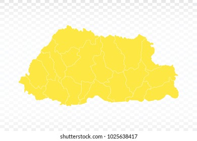 Yellow map-Bhutan map. Each city and border has separately for your infographics and earth template for website. Vector illustration eps 10.