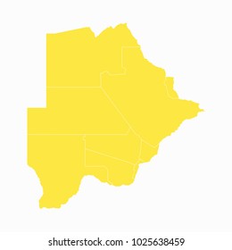 Yellow map-Botswana map. Each city and border has separately for your infographics and earth template for website. Vector illustration eps 10.