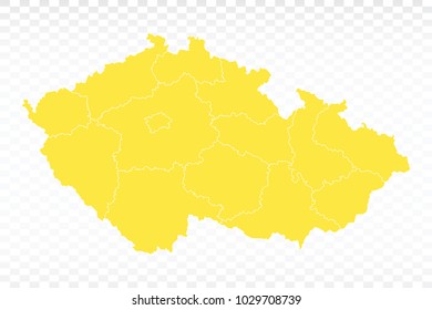 Yellow map-Czech Republic map. Each city and border has separately for your infographics and earth template for website. Vector illustration eps 10.