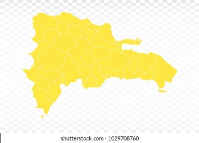 Yellow map-Dominican Republic map. Each city and border has separately for your infographics and earth template for website. Vector illustration eps 10.