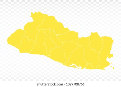 Yellow map-El Salvador map. Each city and border has separately for your infographics and earth template for website. Vector illustration eps 10.