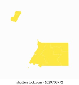 Yellow map-Equatorial Guinea map. Each city and border has separately for your infographics and earth template for website. Vector illustration eps 10.
